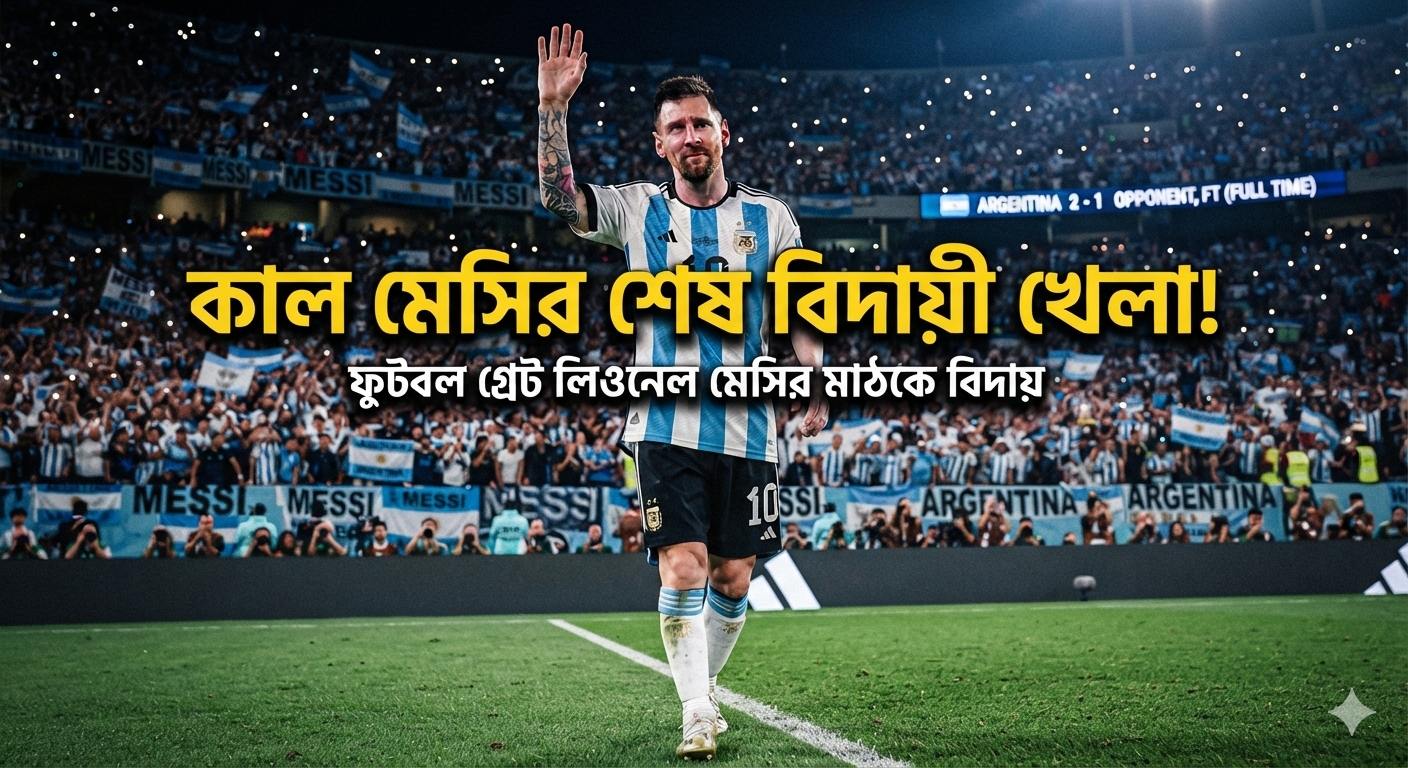 বুধবার ভোরে বিশ্বগ্রেট মেসির রাজকীয় বিদায়ী খেলা